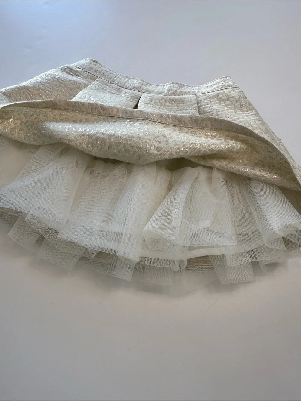 Gymboree Skirt Jacquard Pleated Tulle Shimmer Champagne Cream NWOT Girls Size 4T